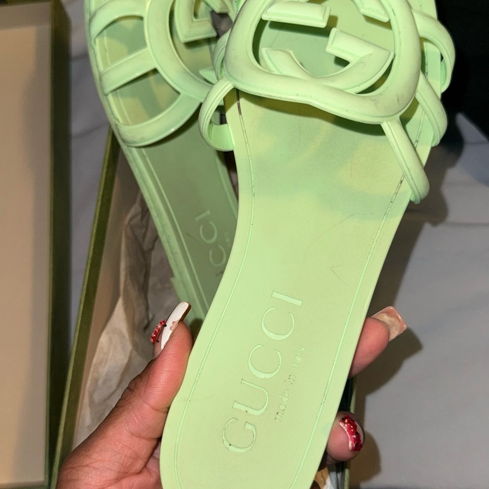 Gucci Women's Lime Green Slide Sandals